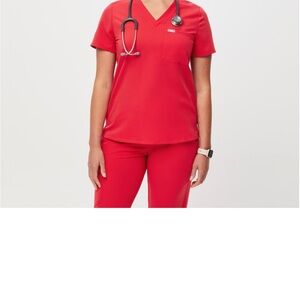 FIGS Neon Red Catarina™ - One-Pocket Scrub Top